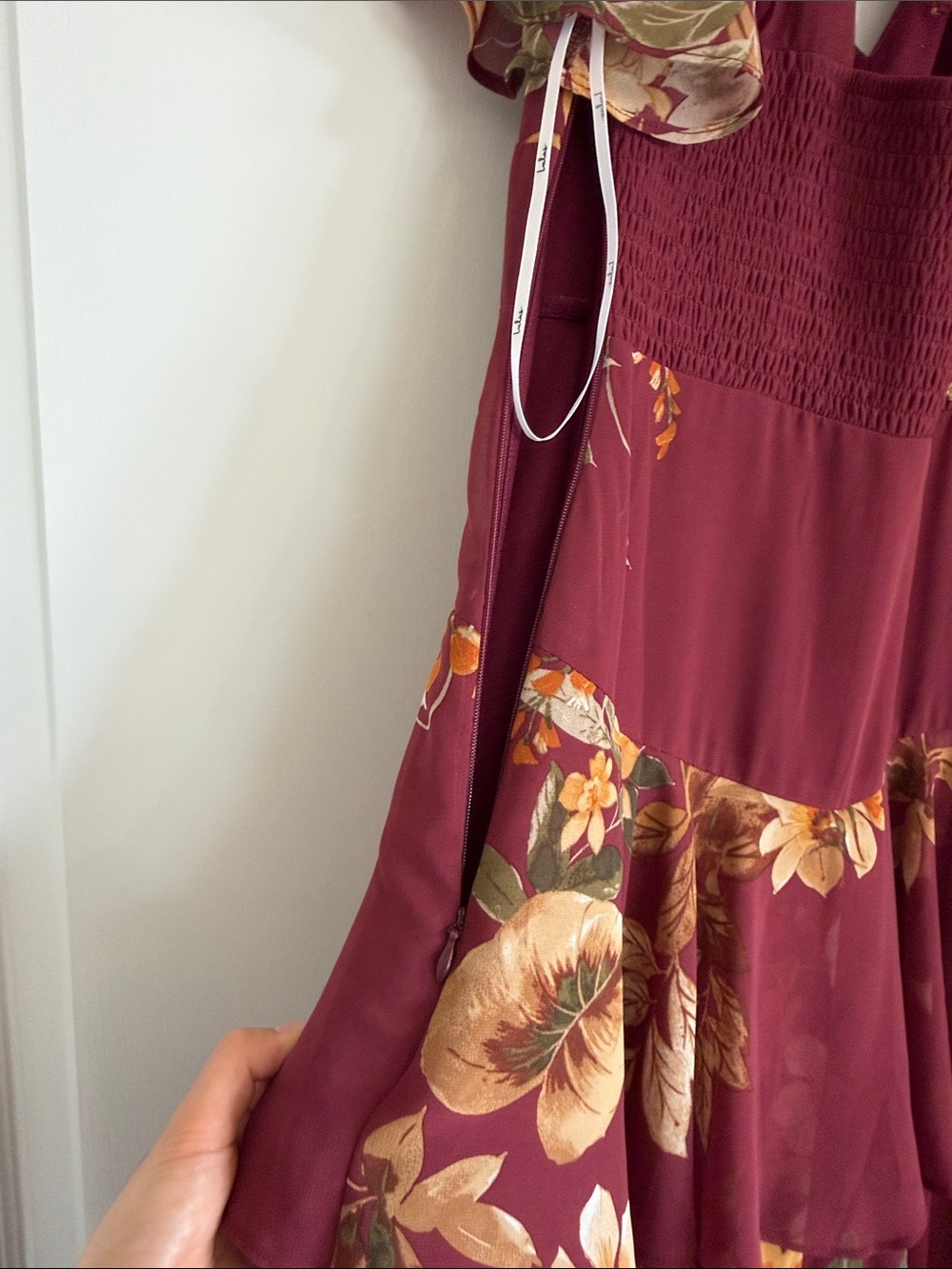 Lulu’s Burgundy Floral Print Tiered Maxi Dress - Picture 4 of 5